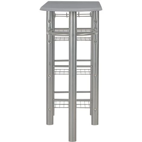TRUE DEAL Ensemble De Bar Avec étagères 3 Pcs Bois Et Acier Gris 6 TRUE DEAL Ensemble De Bar Avec étagères 3 Pcs Bois Et Acier Gris – Image 4