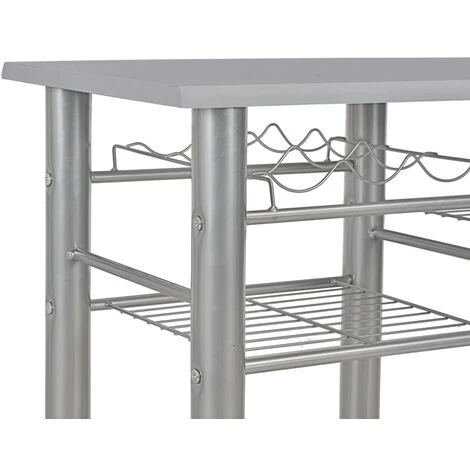 TRUE DEAL Ensemble De Bar Avec étagères 3 Pcs Bois Et Acier Gris 7 TRUE DEAL Ensemble De Bar Avec étagères 3 Pcs Bois Et Acier Gris – Image 5