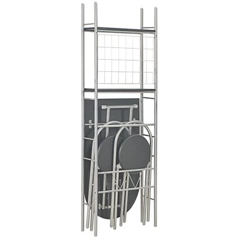 TRUE DEAL Ensemble à Dîner Pliant 3 Pcs Et étagère De Rangement MDF Acier 4 TRUE DEAL Ensemble à Dîner Pliant 3 Pcs Et étagère De Rangement MDF Acier – Image 2