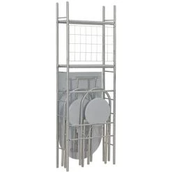 TRUE DEAL Ensemble à Dîner Pliant 3 Pcs Et étagère De Rangement MDF Acier -Table haute et bar Soldes 26273928 2