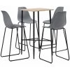 TRUE DEAL Ensemble De Bar 5 Pcs Plastique Gris -Table haute et bar Soldes 26301671 1