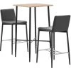 TRUE DEAL Ensemble De Bar 3 Pcs Similicuir Gris 2 TRUE DEAL Ensemble De Bar 3 Pcs Similicuir Gris -Table haute et bar Soldes 26301691 1