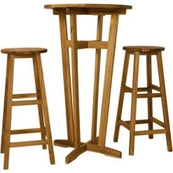 TRUE DEAL Ensemble De Bar 3 Pcs Bois D'acacia Massif