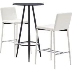 YOUTHUP Ensemble De Bar 3 Pcs Similicuir Blanc - Blanc