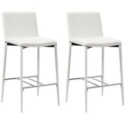 YOUTHUP Ensemble De Bar 3 Pcs Similicuir Blanc - Blanc -Table haute et bar Soldes 26528452 5