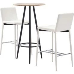 YOUTHUP Ensemble De Bar 3 Pcs Similicuir Blanc - Blanc