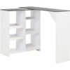 YOUTHUP Table De Bar Avec Tablette Amovible Blanc 138 X 40 X 120 Cm - Blanc -Table haute et bar Soldes 26528694 1