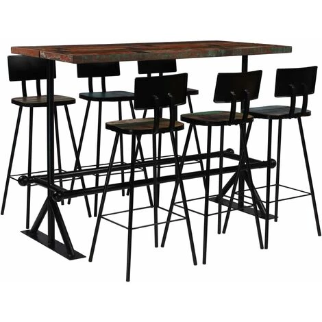 TRUE DEAL Mobilier De Bar 7 Pcs Bois De Récupération Massif Multicolore 3 TRUE DEAL Mobilier De Bar 7 Pcs Bois De Récupération Massif Multicolore