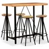 TRUE DEAL Ensemble De Bar 5 Pcs Bois D'acacia Massif Et De Récupération -Table haute et bar Soldes 26661160 1