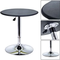 MH Table De Bar Contemporain Hauteur Réglable LUXURA Noir -Table haute et bar Soldes 26744446 3