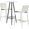 TRUE DEAL Ensemble De Bar 3 Pcs Similicuir Blanc -Table haute et bar Soldes 26764763 1
