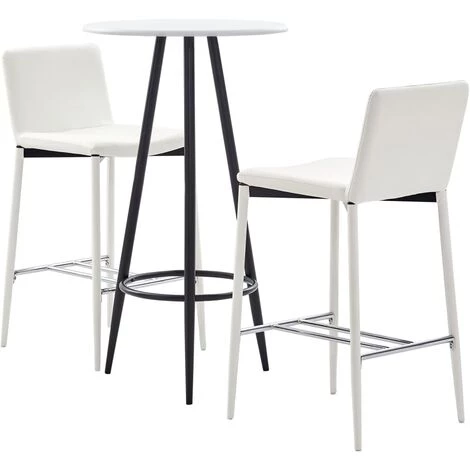 TRUE DEAL Ensemble De Bar 3 Pcs Similicuir Blanc 3 TRUE DEAL Ensemble De Bar 3 Pcs Similicuir Blanc