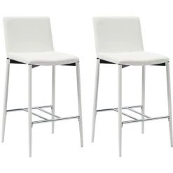 TRUE DEAL Ensemble De Bar 3 Pcs Similicuir Blanc 11 TRUE DEAL Ensemble De Bar 3 Pcs Similicuir Blanc -Table haute et bar Soldes 26764763 5
