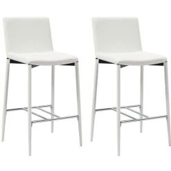 TRUE DEAL Ensemble De Bar 5 Pcs Similicuir Blanc -Table haute et bar Soldes 26764769 5