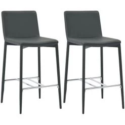TRUE DEAL Ensemble De Bar 3 Pcs Similicuir Gris -Table haute et bar Soldes 26764787 5