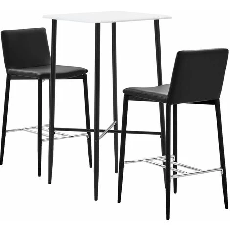 TRUE DEAL Ensemble De Bar 3 Pcs Similicuir Noir 3 TRUE DEAL Ensemble De Bar 3 Pcs Similicuir Noir