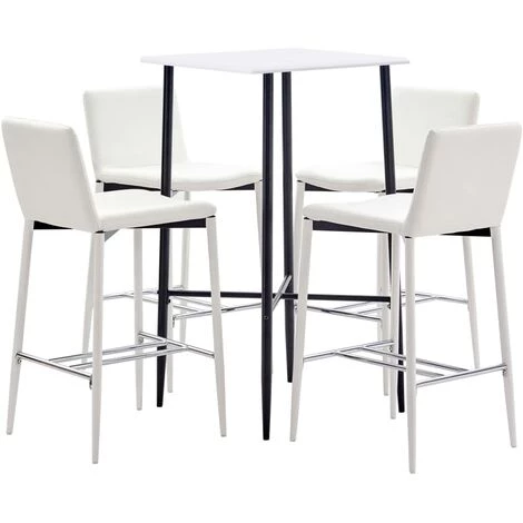 TRUE DEAL Ensemble De Bar 5 Pcs Similicuir Blanc 3 TRUE DEAL Ensemble De Bar 5 Pcs Similicuir Blanc