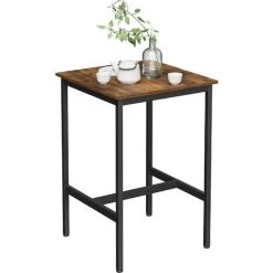 VASAGLE Table Haute, Table De Bar Carrée, Cadre En Acier Robuste, Montage Facile, Pour Cuisine, Salon, Style Industriel, Marron Rustique Et Noir Par SONGMICS LBT25X - Marron Rustique Et Noir