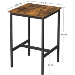VASAGLE Table Haute, Table De Bar Carrée, Cadre En Acier Robuste, Montage Facile, Pour Cuisine, Salon, Style Industriel, Marron Rustique Et Noir Par SONGMICS LBT25X - Marron Rustique Et Noir -Table haute et bar Soldes 26877325 5