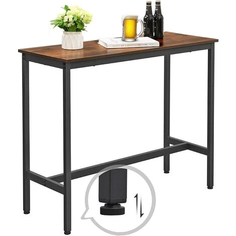 VASAGLE Table De Bar, Table Haute Fine, Table De Cuisine, Table De Salle à Manger, Avec Cadre Métallique Robuste, 100 X 40 X 90 Cm, Montage Facile, Style Industriel, Marron Rustique Et Noir Par SONGMICS LBT10X - Marron Rustique Et Noir 4 VASAGLE Table De Bar, Table Haute Fine, Table De Cuisine, Table De Salle à Manger, Avec Cadre Métallique Robuste, 100 X 40 X 90 Cm, Montage Facile, Style Industriel, Marron Rustique Et Noir Par SONGMICS LBT10X - Marron Rustique Et Noir â Image 2