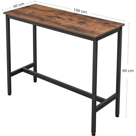 VASAGLE Table De Bar, Table Haute Fine, Table De Cuisine, Table De Salle à Manger, Avec Cadre Métallique Robuste, 100 X 40 X 90 Cm, Montage Facile, Style Industriel, Marron Rustique Et Noir Par SONGMICS LBT10X - Marron Rustique Et Noir 7 VASAGLE Table De Bar, Table Haute Fine, Table De Cuisine, Table De Salle à Manger, Avec Cadre Métallique Robuste, 100 X 40 X 90 Cm, Montage Facile, Style Industriel, Marron Rustique Et Noir Par SONGMICS LBT10X - Marron Rustique Et Noir â Image 5