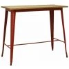 AUBRY GASPARD Table Haute En Métal Laqué Et Bois D'orme Huilé Rouge - Rouge -Table haute et bar Soldes 27063242 1