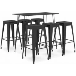 Ensemble De Bar 7 Pcs Noir VidaXL