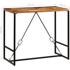 ASUPERMALL Table De Bar Bois Recycle Solide 120 X 60 X 106 Cm -Table haute et bar Soldes 27303765 5