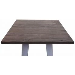Table Haute HHG-401 Avec Plateau En Bois, Table De Bar, Design Industriel En Métal 107x60x60cm ~ Gris -Table haute et bar Soldes 27343023 4