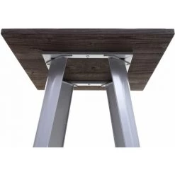 Table Haute HHG-401 Avec Plateau En Bois, Table De Bar, Design Industriel En Métal 107x60x60cm ~ Gris -Table haute et bar Soldes 27343023 5