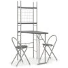 YOUTHUP Ensemble à Dîner Pliant 3 Pcs Et étagère De Rangement MDF Acier - Noir