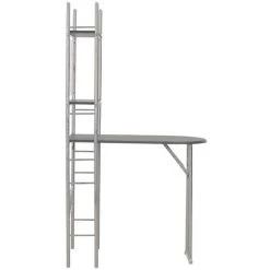 YOUTHUP Ensemble à Dîner Pliant 3 Pcs Et étagère De Rangement MDF Acier - Noir -Table haute et bar Soldes 27392333 5