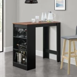 Table De Bar Kouvola 110 X 50 X 103 Cm Noir Effet Noyer [en.casa]