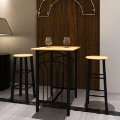 LITZEE Lot D'une Table Haute De Bar Avec 2 Tabourets ''phoenix''