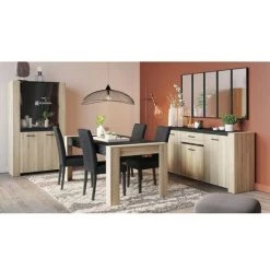 DEMEYERE Table De Salle à Manger 170x90 Sheffield - Naturel Clair - Chêne Clair Et Gris Anthracite -Table haute et bar Soldes 27949117 4