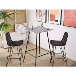 BELIANI Table De Bar En Mdf 4 Personnes L70 - Gris -Table haute et bar Soldes 27956134 2