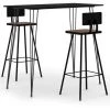 Ensemble De Bar 3 Pcs Noir VidaXL
