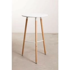 Table Haute Ronde En MDF Et Métal (Ø60 Cm) Royal Design SKLUM MDF - Métal - Blanc - Bois Naturel -Table haute et bar Soldes 28217964 3