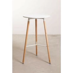 Table Haute Ronde En MDF Et Métal (Ø60 Cm) Royal Design SKLUM MDF - Métal - Blanc - Bois Naturel -Table haute et bar Soldes 28217964 4