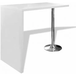 TRUE DEAL Table De Bar MDF Avec 1 Pied En Acier Haut Brillance Blanc -Table haute et bar Soldes 28295576 2