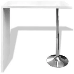TRUE DEAL Table De Bar MDF Avec 1 Pied En Acier Haut Brillance Blanc -Table haute et bar Soldes 28295576 3