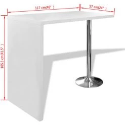TRUE DEAL Table De Bar MDF Avec 1 Pied En Acier Haut Brillance Blanc -Table haute et bar Soldes 28295576 5