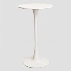 Table Haute Ronde En MDF Et Métal (Ø60 Cm) Ivet Style SKLUM MDF - Blanc