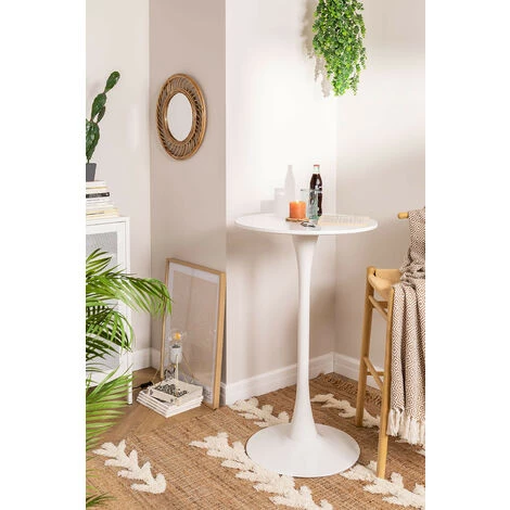 Table Haute Ronde En MDF Et Métal (Ø60 Cm) Ivet Style SKLUM MDF - Blanc 4 Table Haute Ronde En MDF Et Métal (Ø60 Cm) Ivet Style SKLUM MDF - Blanc – Image 2