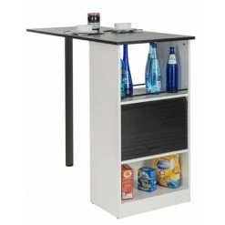 BEAUX MEUBLES PAS CHERS Meuble Rangement De Cuisine Blanc Avec Table - Coloris: Noir