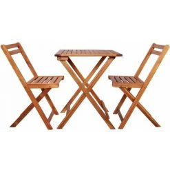 TRUE DEAL Mobilier De Bistro Pliable 3 Pcs Bois D'acacia Solide -Table haute et bar Soldes 28719772 2