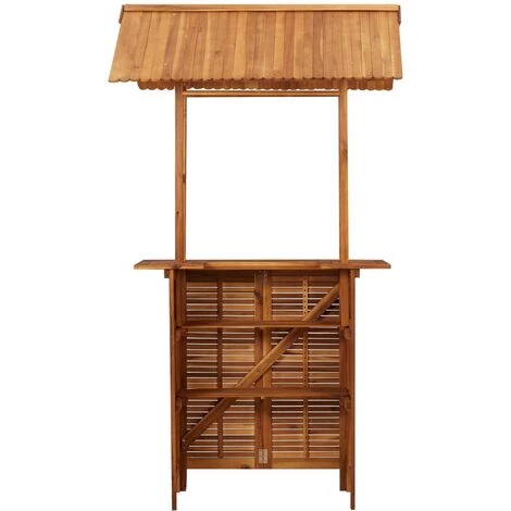 TRUE DEAL Table De Bar D'extérieur Avec Toit 122x106x217 Cm Bois D'acacia 6 TRUE DEAL Table De Bar D'extérieur Avec Toit 122x106x217 Cm Bois D'acacia – Image 4