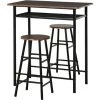 HOMCOM Ensemble Table De Bar Design Industriel + 2 Tabourets MDF Imitation Bois Noyer Métal Noir - Marron -Table haute et bar Soldes 28764568 1