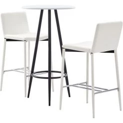 YOUTHUP Ensemble De Bar 3 Pcs Similicuir Blanc - Blanc