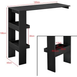Table De Bar Bromölla 120 X 45 X 106 Cm Noir [en.casa] -Table haute et bar Soldes 28854953 3